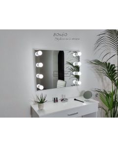 DURA Ogledalo za šminkanje Bez Rama 80x60 sa 8 LED sijalica Frameless MakeUp mirror kozmetičko Frizer - DURA1510-2