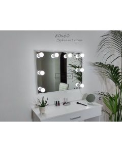 DURA Ogledalo za šminkanje Bez Rama 80x60 sa 8 LED sijalica Frameless MakeUp mirror kozmetičko Frizer - DURA1510
