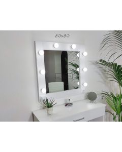 DURA Ogledalo za Šminkanje sa Ramom 80x80 sa 8 LED sijalica MakeUp Mirror Kozmetičko Frizer - DURA1303