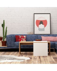 HANAH HOME Klub sto Nuguso, braon/bela - 811MDD2802