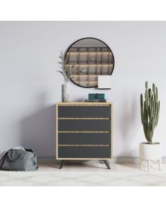 HANAH HOME Komoda Suvera, svetlo braon/antracit