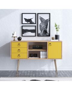 HANAH HOME Komoda Klea, žuta/braon