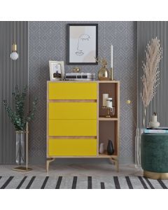 HANAH HOME Komoda Yumi, žuta/svetlo braon