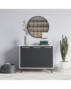 HANAH HOME Komoda Piffa, bela/antracit