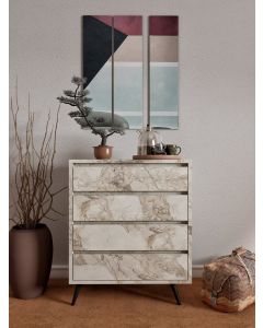 HANAH HOME Komoda za spavaću sobu Suvera, mermer krem