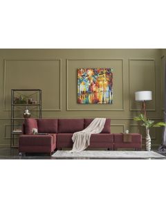 ATELIER DEL SOFA Ugaona garnitura sa tabureom Fly Sofa bed, leva, crvena