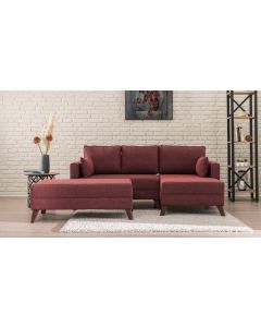 ATELIER DEL SOFA Ugaona garnitura sa tabureom Bella, desna, crvena