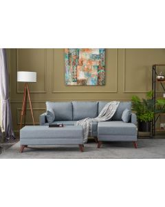 ATELIER DEL SOFA Ugaona garnitura sa tabureom Bella Soft Mini, desna, plava - 825BLC1691