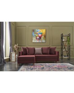 ATELIER DEL SOFA Ugaona garnitura Aydam, leva, crvena