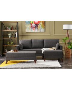 ATELIER DEL SOFA Ugaona garnitura sa tabureom Bella Mini, desna, antracit - 825BLC2578