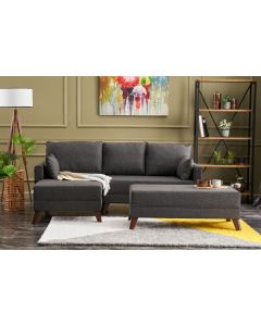 ATELIER DEL SOFA Ugaona garnitura sa tabureom Bella Mini, leva, antracit