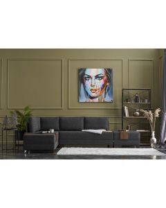 ATELIER DEL SOFA Ugaona garnitura sa tabureom Fly, leva, antracit