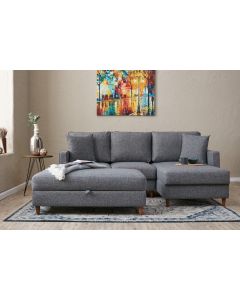 ATELIER DEL SOFA Ugaona garnitura sa tabureom Eva, desna, siva