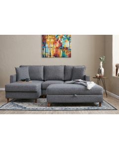 ATELIER DEL SOFA Ugaona garnitura sa tabureom Eva, leva, siva
