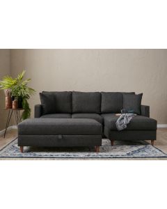 ATELIER DEL SOFA Ugaona garnitura sa tabureom Eva, desna, antracit