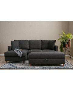 ATELIER DEL SOFA Ugaona garnitura sa tabureom Eva, leva, antracit