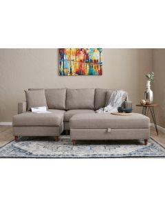 ATELIER DEL SOFA Ugaona garnitura sa tabureom Eva, leva, krem