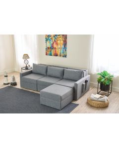 ATELIER DEL SOFA Ugaona garnitura Saros, siva