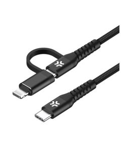 CELLY Kabl 2u1 USB-C & Lightning - USBC2IN1BK