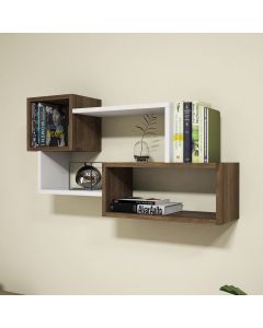 HANAH HOME Zidna polica Afro, bela/braon