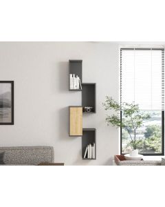 HANAH HOME Zidna polica Esta, antracit/braon - 835PUQ1606