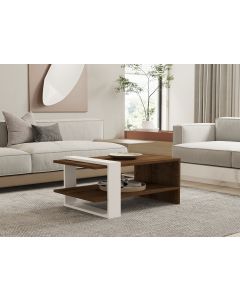 HANAH HOME Klub sto Gaye, bela/braon - 835PUQ2816