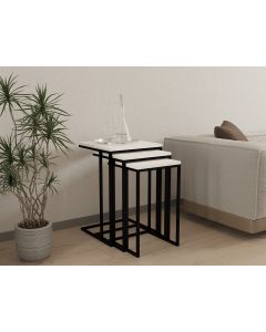 HANAH HOME Set klub stolova Venedik, bela/crna