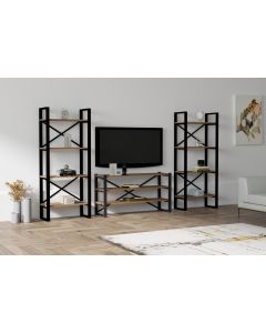 HANAH HOME TV komoda i police Egzotik, braon/crna