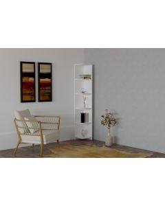 HANAH HOME Ugaona polica za knjige Ravella, bela - 835PUQ3695