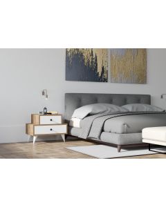 HANAH HOME Noćni ormarić Mise, bela/braon - 835PUQ5040