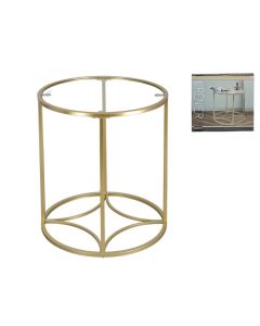 Pomoćni stakleni stočić Renier, 40x40x46cm, zlatni ram