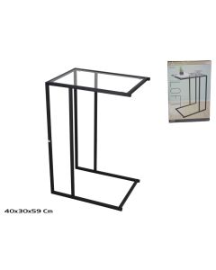 Pomoćni stakleni stočić Loft, 40x30x59cm, crni ram