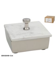 Dekorativna kutija sa mermernim poklopcem, 13x13x9cm
