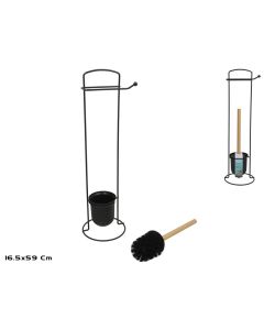 Držač toalet papira i wc četke Bambu 16,5x59cm crni