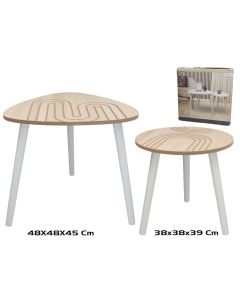 Set 2 stočića Line, 48x48x45cm, natur/beli