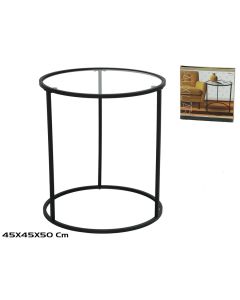 Pomoćni stakleni stočić Renier, 45x45x50cm, crni ram