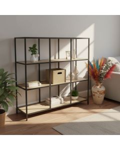 Polica za knjige Yuka 9, 99x105,5x32cm, braon/crna