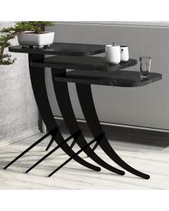 HANAH HOME Set klub stolova Pion, crna mermerna