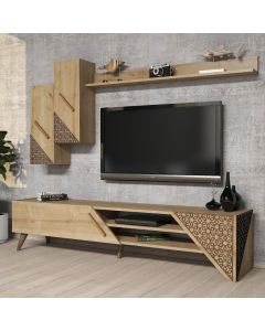 HANAH HOME TV komoda Beril sa policama, svetlobraon