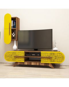 HANAH HOME TV komoda i polica Defne, braon/žuta