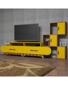 HANAH HOME TV komoda Flora S, braon/žuta - 845HCT3036