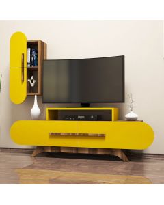 HANAH HOME TV komoda i ormarić Rose S, braon/žuta - 845HCT3055