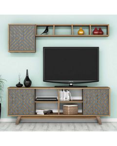 HANAH HOME TV komoda sa policama Inci, braon/plava