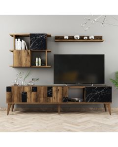 HANAH HOME TV komoda i police Madrid, crna/braon