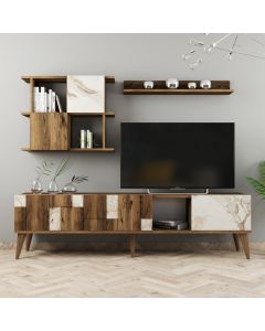 HANAH HOME TV komoda i police Madrid, bela/braon