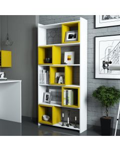 HANAH HOME Polica za knjige Box, bela/žuta - 845HCT3628