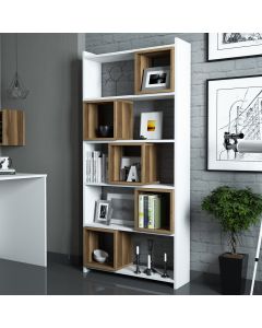HANAH HOME Polica za knjige Box, bela/braon - 845HCT3630