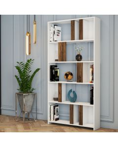HANAH HOME Polica za knjige Lima, bela/braon - 845HCT3637