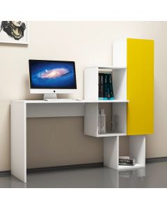 HANAH HOME Radni sto sa policama  Açelya, bela/žuta