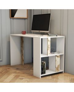 HANAH HOME Radni sto Lima, mermer bela/bela